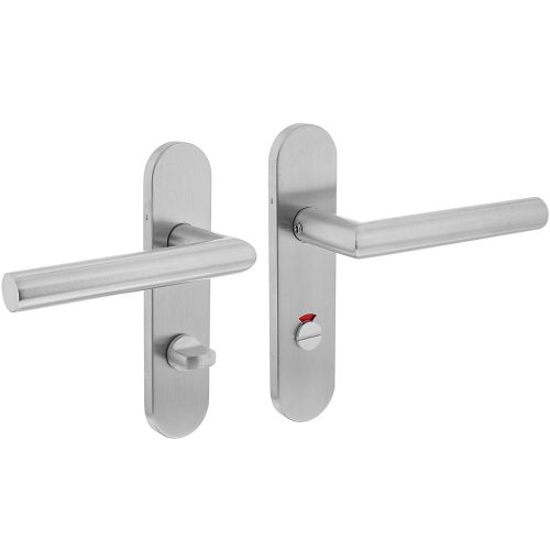 verantwoordelijkheid aanpassen suspensie RVS deurkruk Basic Hoek op ovaal schild, WC-slot - RVSLand