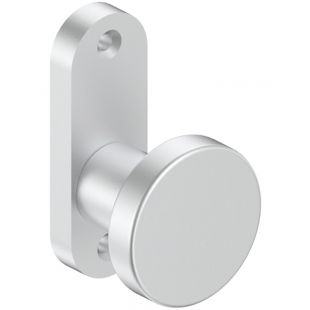 Kortschild voor slotkast ovaal met vaste ronde knop aluminium