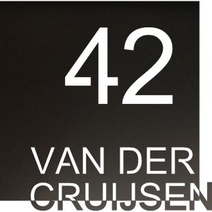 Naambord Vierkant Deluxe, 300 x 300 mm, Mat Zwart RVS