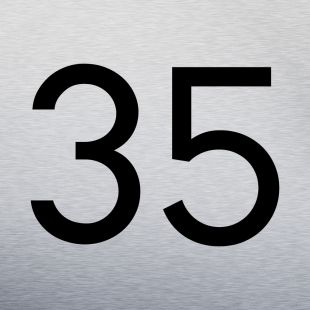 Huisnummer bordje met zwarte cijfers vierkant 12 x 12 cm RVS