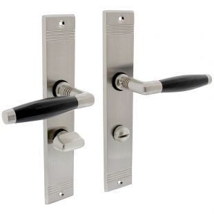 Nikkel deurkruk Ton op rechthoekig langschild, WC-sluiting 63 mm, Paar