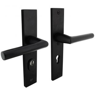 SKG3 Buitendeurbeslag Rechthoek, Anti-Kerntrek, PC 72 mm, Kruk Afgerond, Mat Zwart