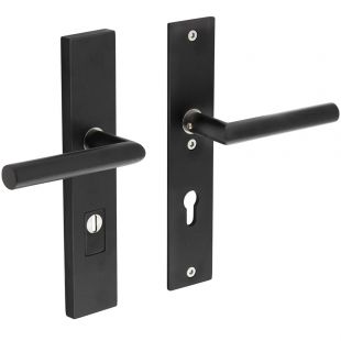 Intersteel Veiligheidsbeslag rechthoekig met Kerntrekbeveiliging profielcilindergat mat zwart 72 mm achterdeurbeslag