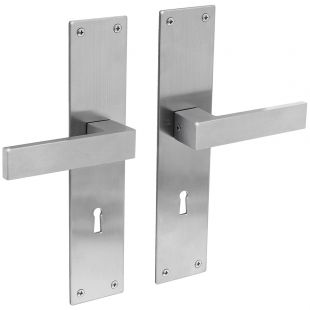 Deurkruk Amsterdam op renovatieschild, Sleutelgat 72 mm, Paar, RVS