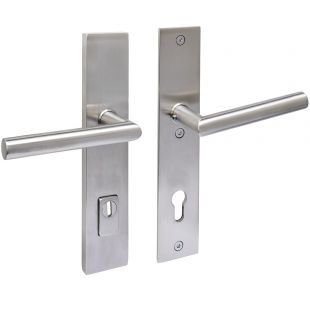 Intersteel SKG3 veiligheidsbeslag rechthoekig 250x50mm kruk/kruk Jura met veerconstructie profielcilindergat 92mm met kerntrekbeveiliging rvs