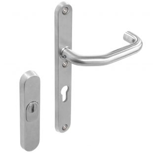 SKG3 Buitendeurbeslag Smal Ovaal, Anti-Kerntrek, PC 72 mm, Eenzijdige Kruk Verkropt, RVS