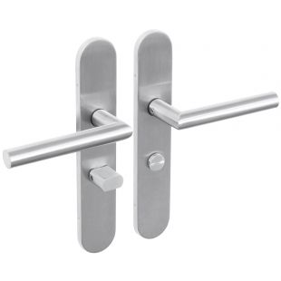 Deurkruk Tipo op ovaal langschild, WC-sluiting 63 mm, Paar, RVS