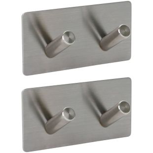 Kapstok met 2 haken zelfklevend RVS