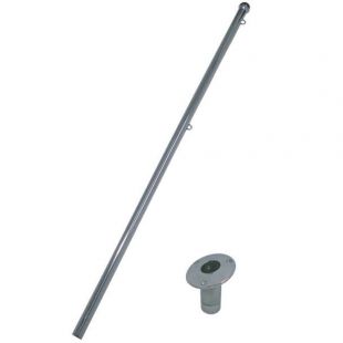 Vlaggenmast 25mm lengte 970mm incl. houder 15 graden magnetisch RVS