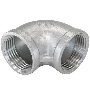 Knie 1, 90 graden, Binnen-Binnen, Draadfitting, RVS316