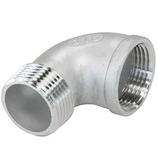 Knie 3/4", 90 graden, Binnen-Buiten, Draadfitting, RVS316