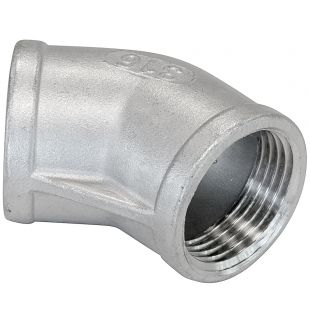 Knie 3/4", 45 graden, Binnen-Binnen, Draadfitting, RVS316