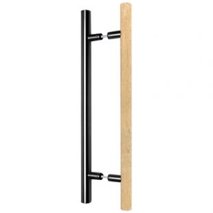 RVS sauna Deurgreep, Ø19 mm, Lengte 300 mm, H.o.h. 200 mm, Dubbelzijdig, zwart