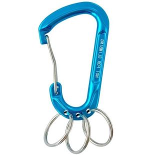 Karabijnhaak met sleutelringen blauw aluminium