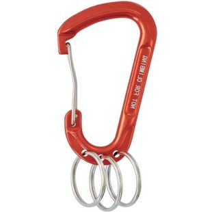 Karabijnhaak met sleutelringen rood aluminium