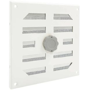 Afsluitbaar rooster wit met draaiknop 155 x 155 mm