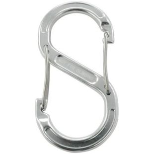 Karabijnhaak dubbel S-biner met veiligheidsclip aluminium