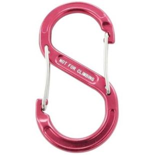 Karabijnhaak dubbel S-biner met veiligheidsclip rood aluminium