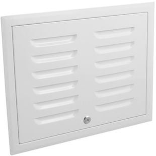 Inspectieluik met ventilatierooster 400 x 300 mm met slot staal wit