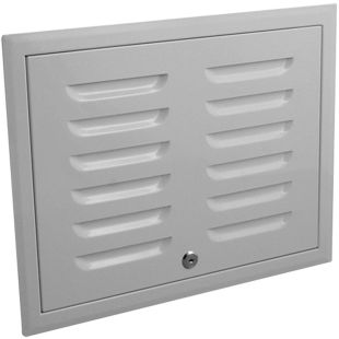 Inspectieluik met ventilatierooster 400 x 300 mm met slot staal grijs