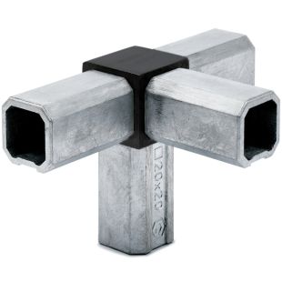 T-stuk met extra aansluiting 20 x 20 x 1,5 mm zwart