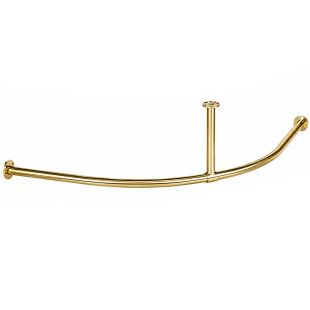 Kledingstang messing muur en plafond met ronde hoek