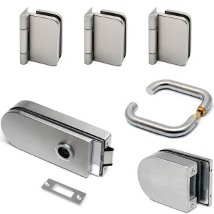 Glazen deurbeslag set Desiree wand-glas RVS look