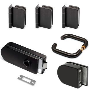 Glazen deurbeslag set Desiree wand-glas zwart