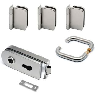 Glazen deurbeslag set Fernandia RVS look