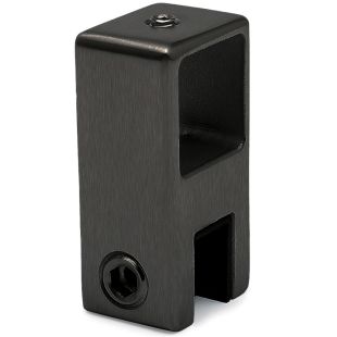 Glasplaatklem voor koker 20 x 20 mm doorgaand zwart