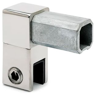 Glasplaatklem voor koker 20 x 20 x 1,5 mm gesloten chroom