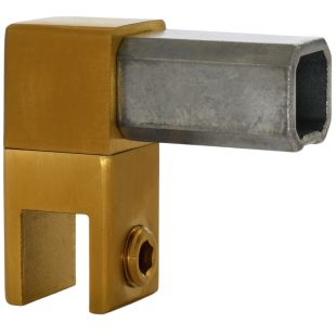 Glasplaatklem voor koker 20 x 20 x 1,5 mm gesloten mat messing