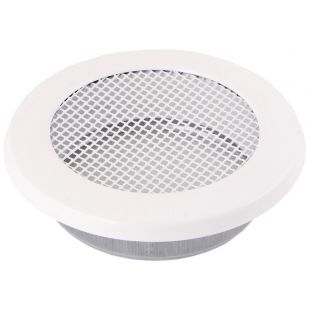 Luchtrooster met gaas 125 mm, Wit