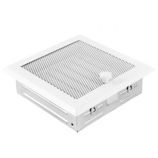 Afsluitbaar luchtrooster met gaas, 160 x 160 mm, Wit