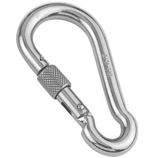 RVS316 Karabijnhaak met moer, 7 x 70 mm