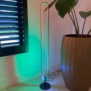 Vloerlamp zwart ovaal met RGB LED verlichting