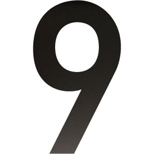 Huisnummer 9, 200 mm, Mat Zwart RVS
