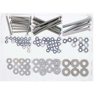 Verzonken schroef met zaagsleuf DIN 963, borgmoeren en carrosserieringen M4-M6 mm assortimentsdoos 125-delig RVS 316 (A4)