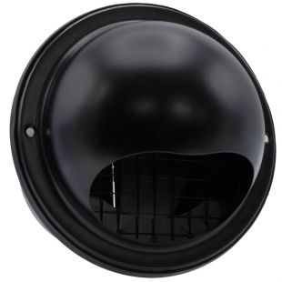 Overdrukrooster bol zwart met terugslagklep en grofmazig gaas