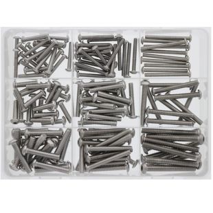 Laagbolkopschroef M4-M6 ISO 7380 1, Assortimentsdoos, RVS 316 (A4)