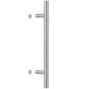 Deurgreep T-model schuin rond Ø32 mm, Lengte 1200 mm, HOH 1000 mm, Doorgaand, RVS