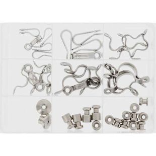 Touwgeleiders, fenderbeugels en zeildoekknoppen assortimentsdoos 45-delig RVS 316 (A4)