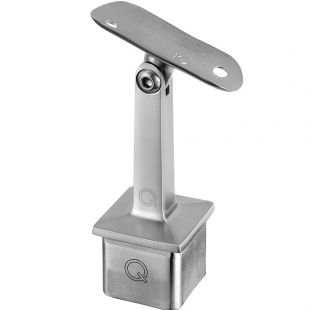 RVS316 railingsteun 40 x 40 x 2,0 mm, ligger 42,4 mm, Verstelbaar