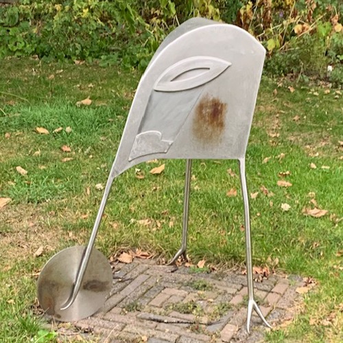 RVS kunstwerk voor behandeling met roestbehandelingskit